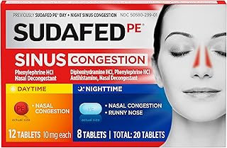 Sudafed PE Day and Night Sinus Pressure & Congestion Tablets, 20 Count