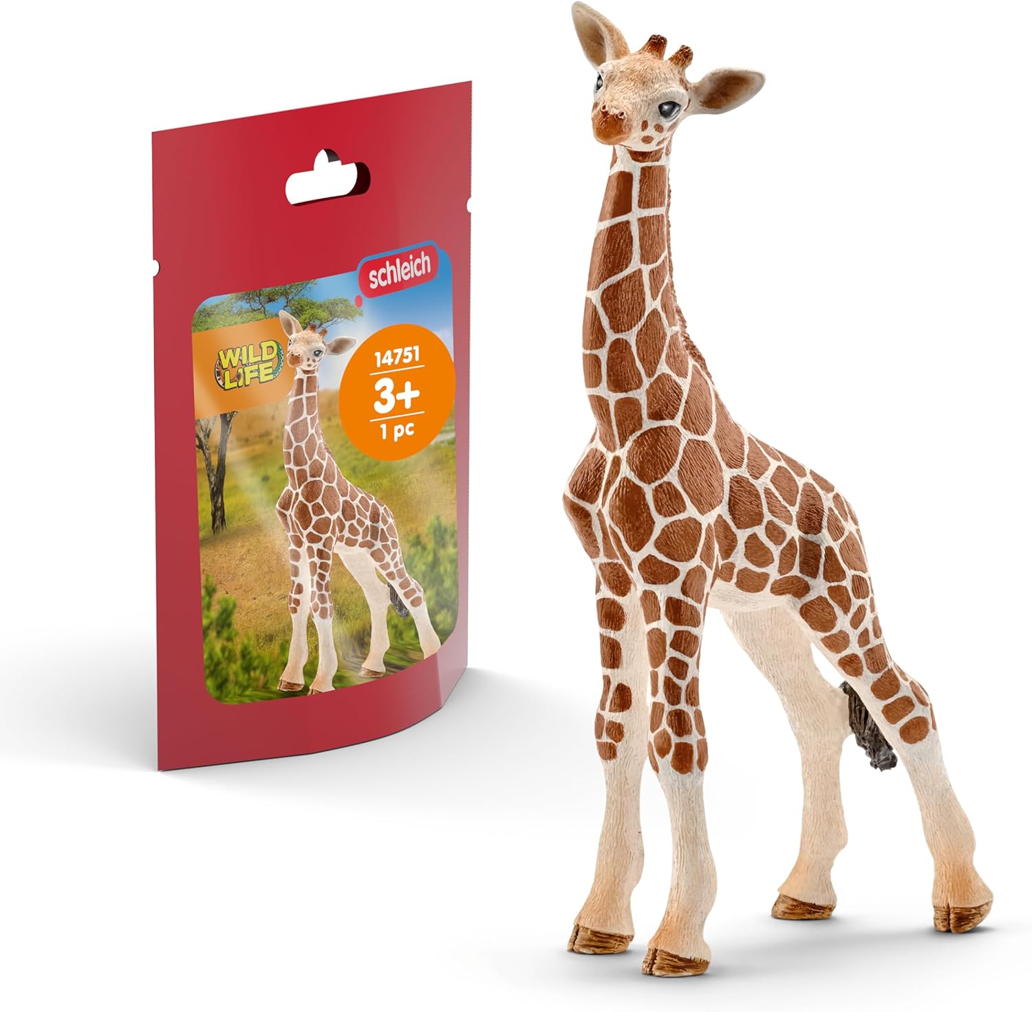 SCHLEICH Wild Life 14751 Giraffe Calf Animal Figurine - Authentic Detailed Wild Giraffe Calf Toy Education, Imagination, and Play - Highly Durable Animal Toys Gift for Boys, Girls, Kids Ages 3+