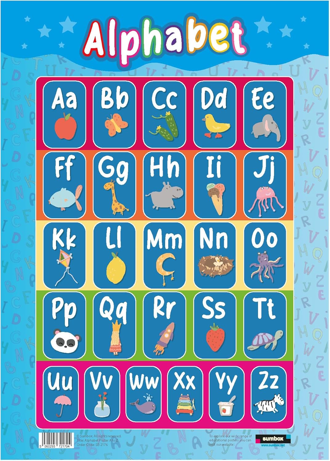 Sumbox Alphabet Educational Poster for Kids, Colourful Alphabet Phonetics A3 Poster for Early Years Learning, Classrooms, Nurseries, Playrooms or Preschool