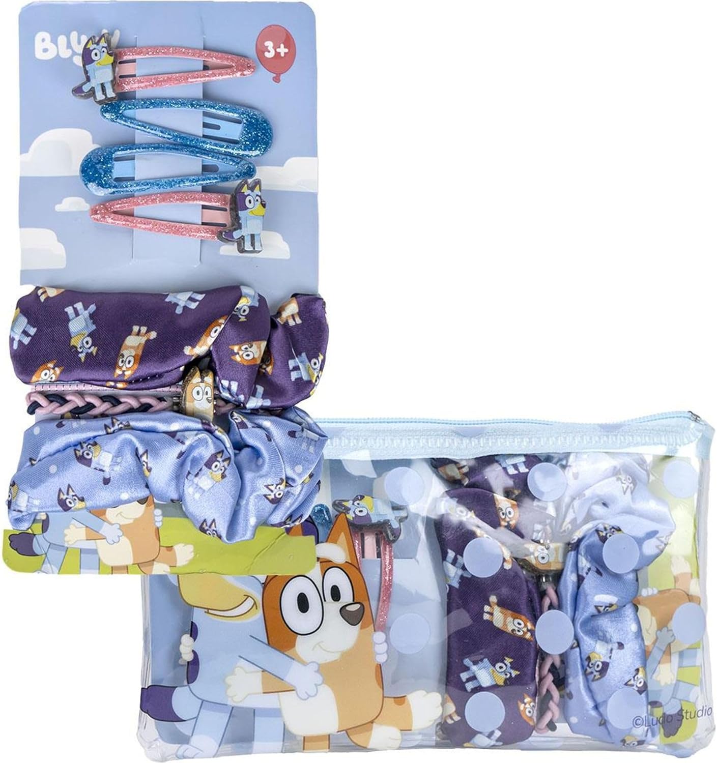 Bluey Children's Beauty Set - Blue Colour - Complete Set - Toilet Bag with Hair Clip, Bracelet and Hair Clip - Original Product Designed in Spain