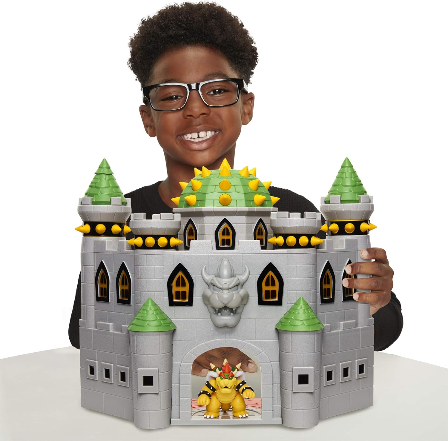 Nintendo Super Mario Deluxe Bowser's Castle Playset with 2.5" Exclusive Articulated Bowser Action Figure, Interactive Play Set with Authentic in-Game Sounds