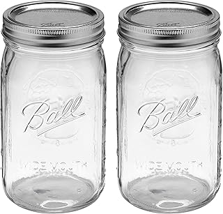 Ball Quart (32oz) Jar with Silver Lid, Wide Mouth, Set of 2