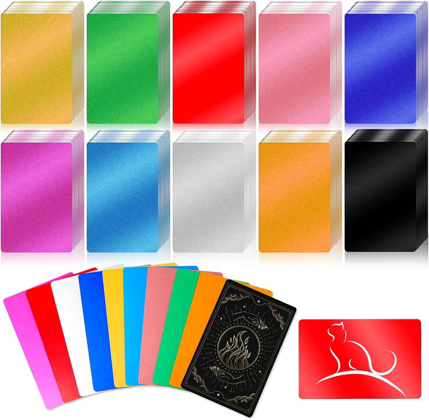 Tandefio 1000 Pcs Metal Business Card Blanks Bulk Aluminum Sheet Business Card 3.38 x 2.12" for Customize Office Name Laser Engraving CNC Graduation Gift(Colorful)