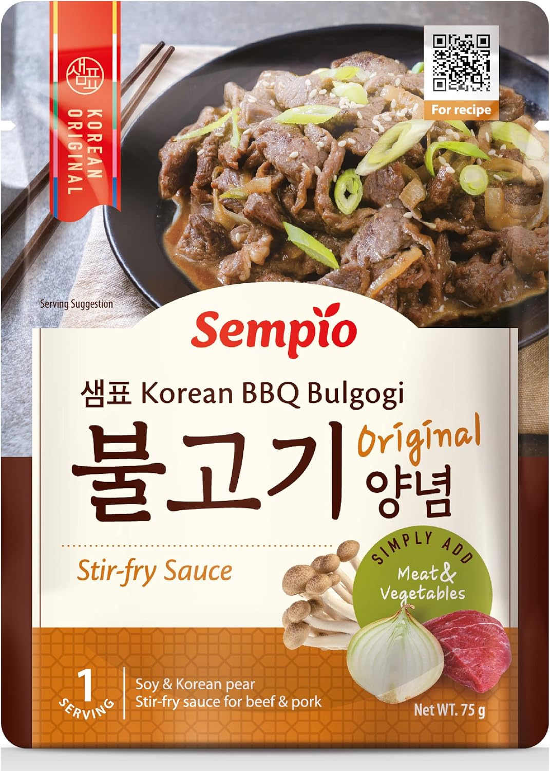 Sempio BBQ Bulgogi Sauce (75g) - Authentic Korean Cuisine at Home. Savory Sauce for Beef & Veggie Stir-Fry.