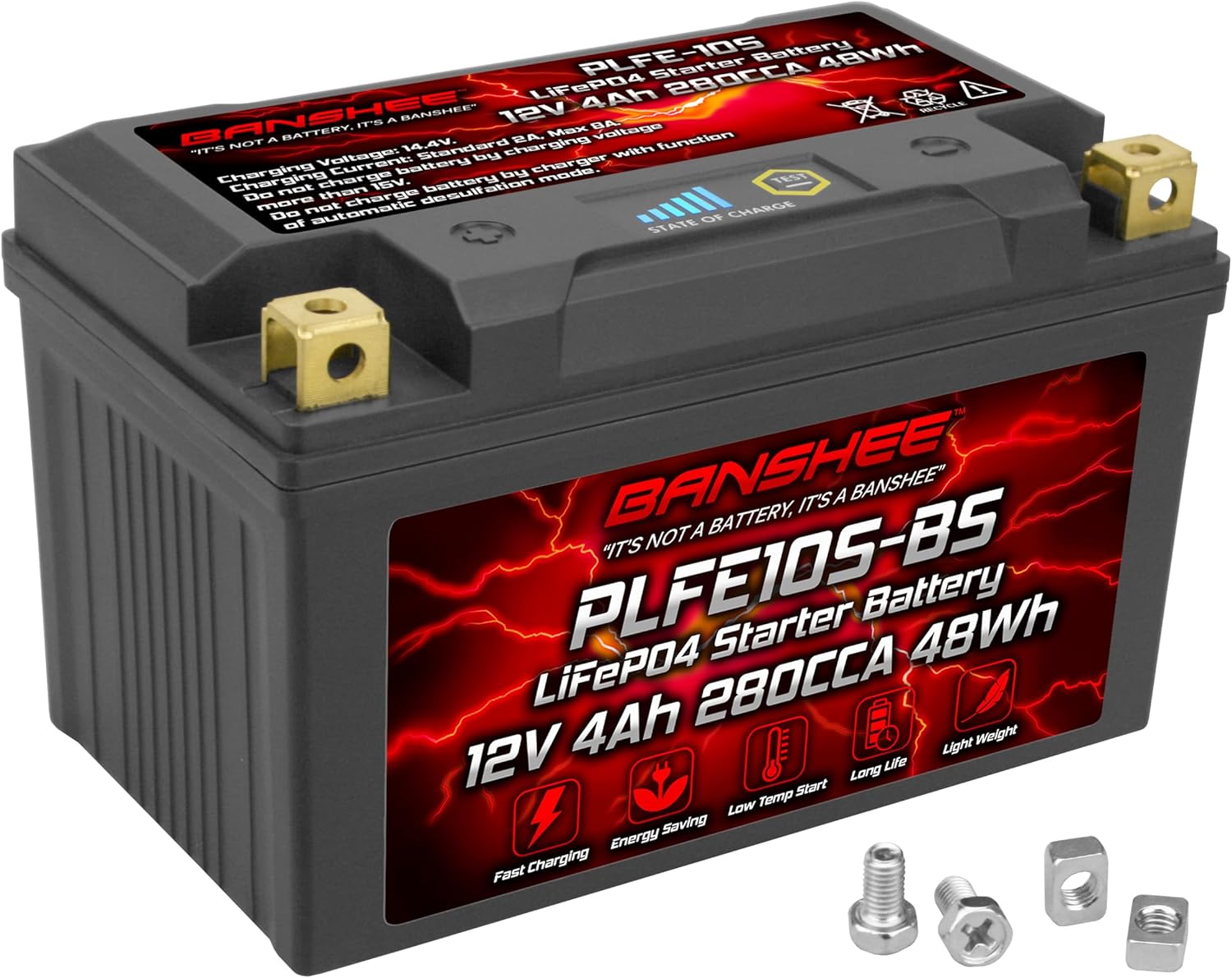 Banshee YTZ10S-BS Lifepo4 Lithium Motorcycle Battery Compatible with Yamaha YZF-R1 LE 2010 2010