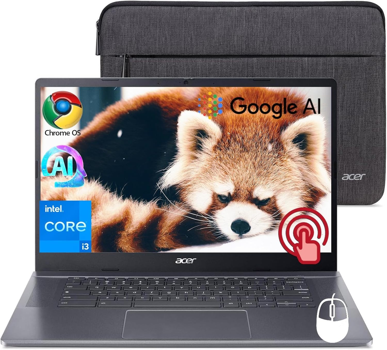 acer Chromebook Plus 514 Laptop with Google AI, Intel 8-Core i3-N305, 8 GB LPDDR5, 512 GB SSD, 14" FHD 1920 x 1080 IPS Touch Screen, Wi-Fi 6E, 1080P Webcam, Chrome OS, 1080p Webcam, Long Battery Life