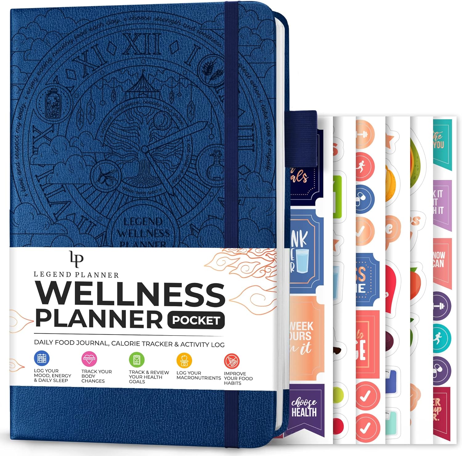Legend Wellness Planner & Food Journal Pocket – Daily Health Journal with Exercise & Weight Loss Tracker – Nutrition Diary, 6 Months (Mystic Blue)