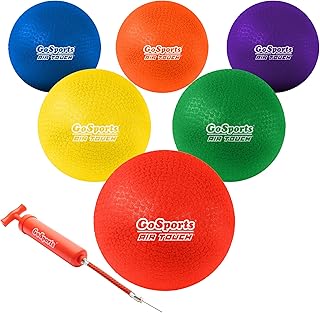GoSports Playground Balls for Kids (Heavy Duty Set of 6) with Carry Bag and Ball Pump (Choose 8.5” or 10” Sizes)