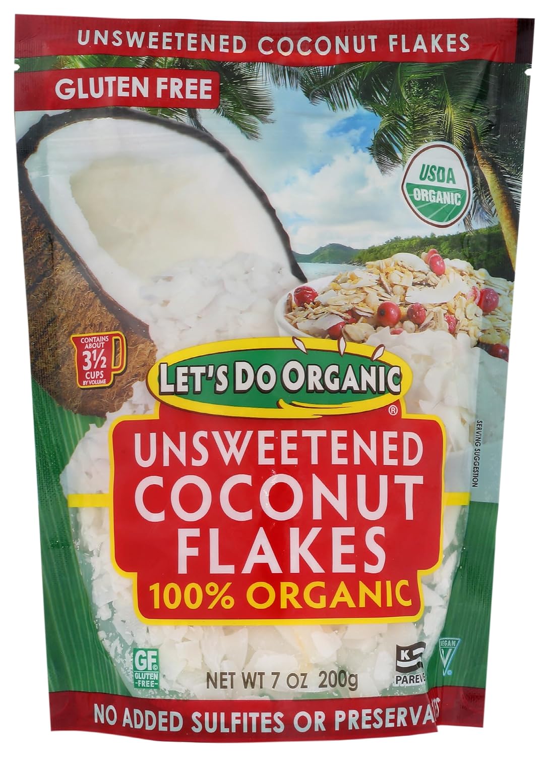 Let's Do Organic Unsweetened Coconut Flakes, 7 oz