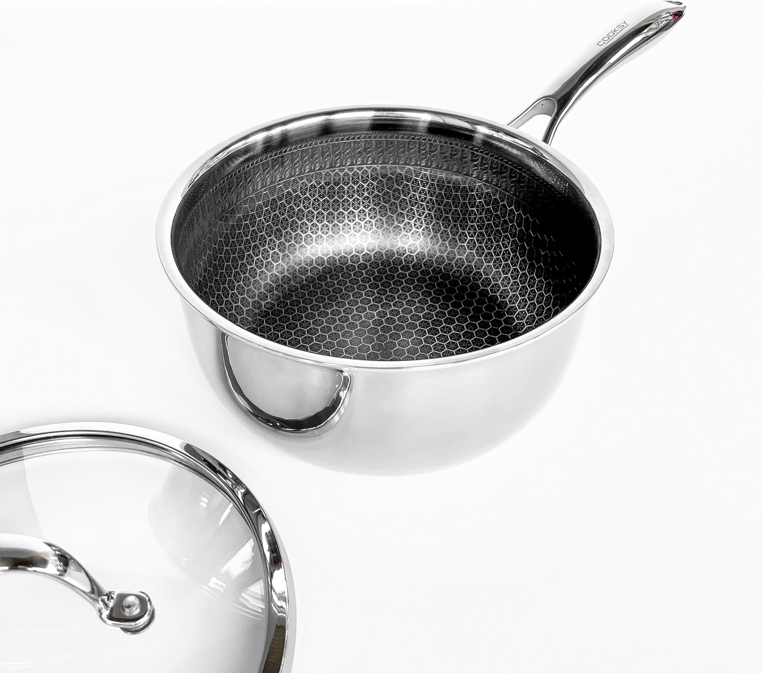 3.0 Quart Hexagon Surface Hybrid Stainless Steel Saucepan with Lid