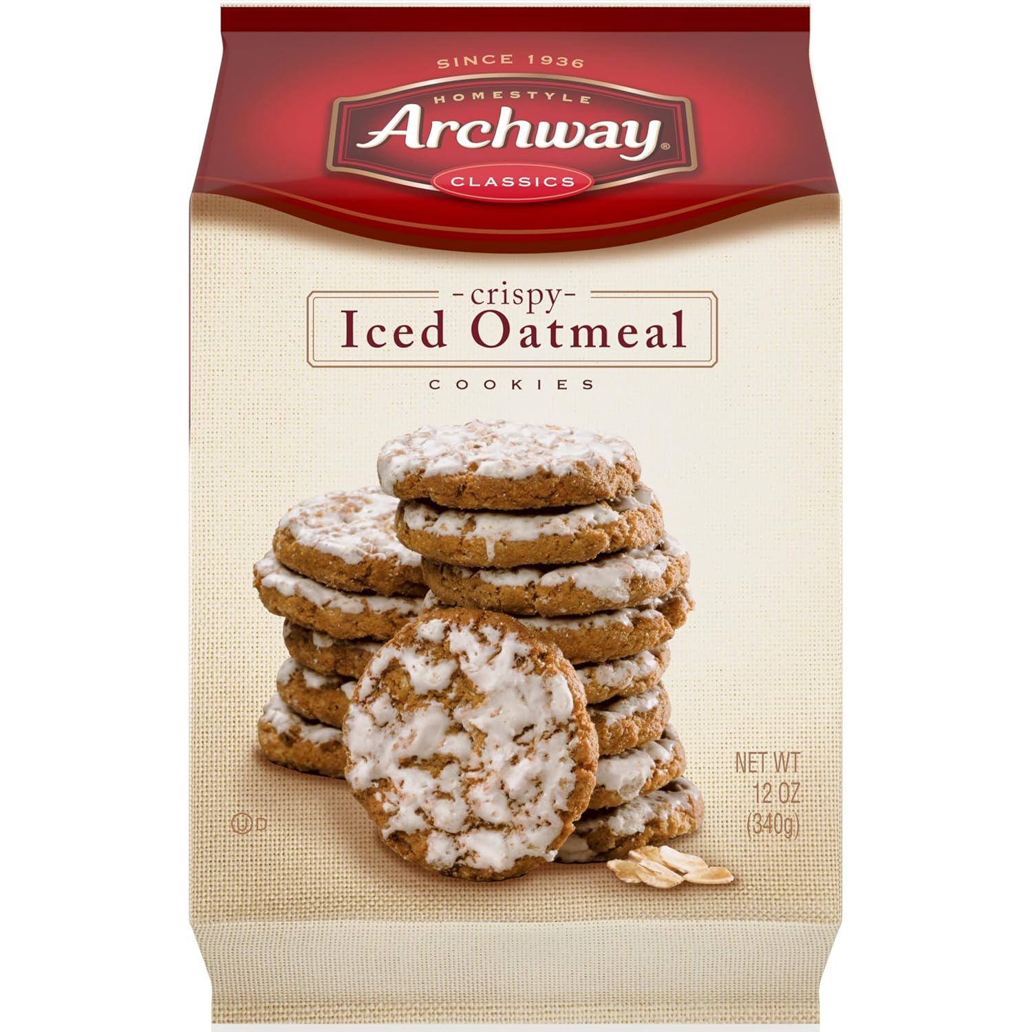 Archway Cookies, Crispy Iced Oatmeal Cookies, 12 Oz