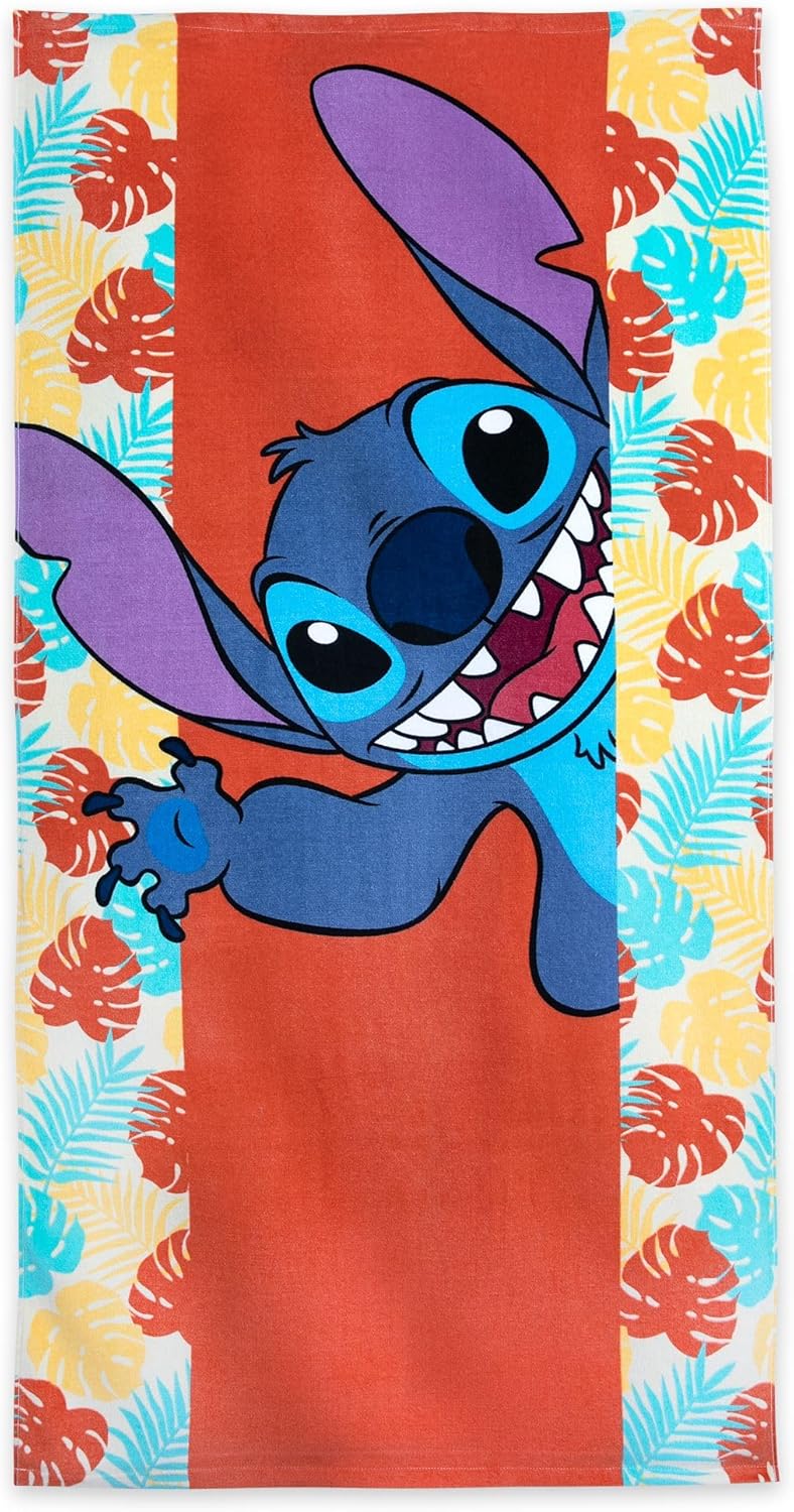 Disney Store Official Lilo & Stitch Towel, 150cm x 74cm, Kids' Towel for use on the Beach, Bath, Swimming Lessons and Holidays
