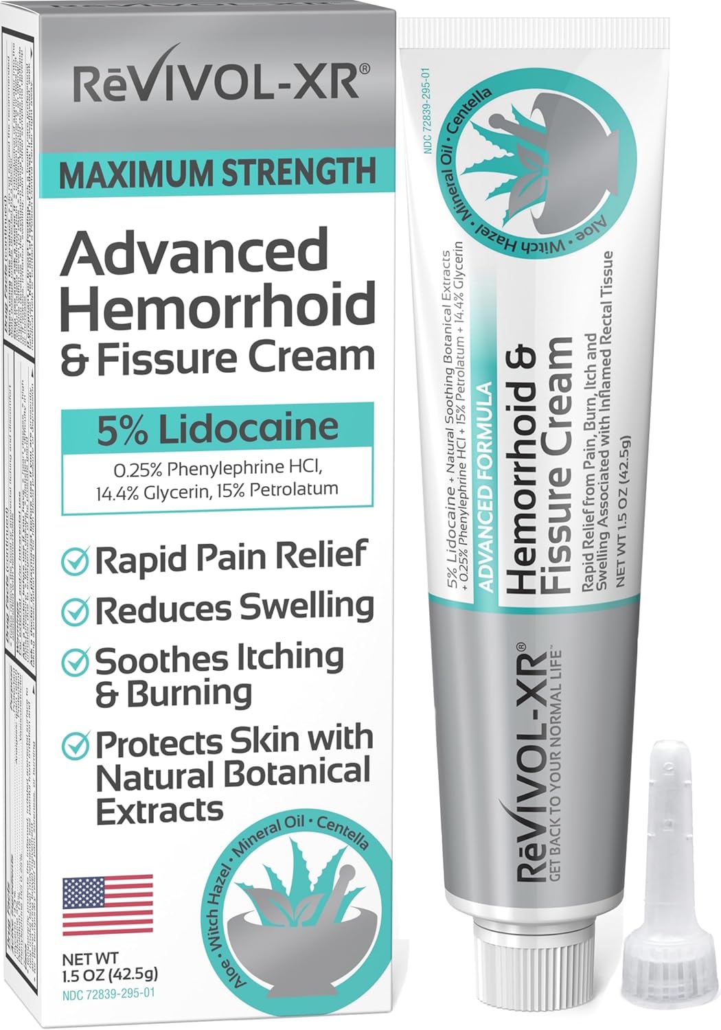 REVIVOL-XR Advanced Hemorrhoid Treatment. 5% Lidocaine + Shrinks + Protects. 1.5 oz