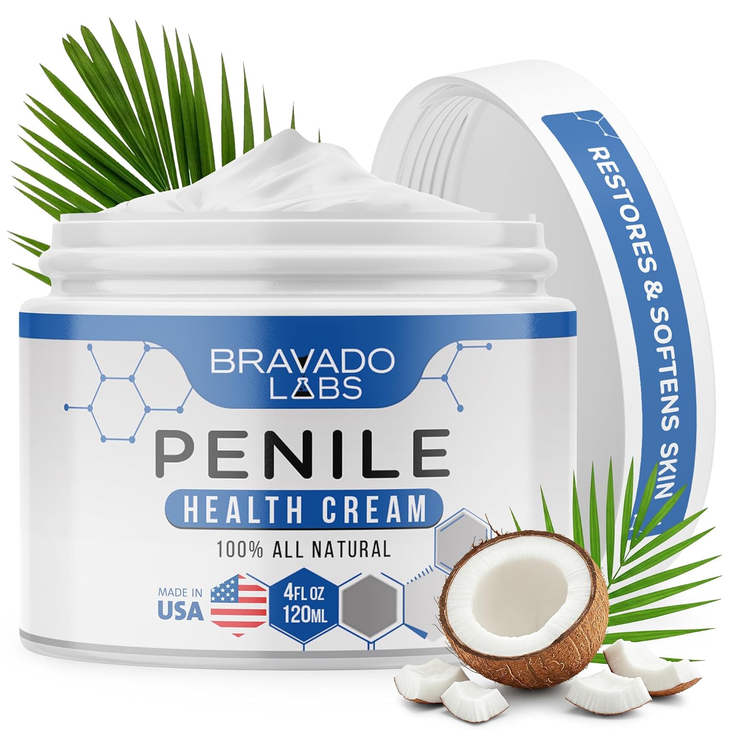 Premium Penile Health Creme for Men – Daily Moisturizer for Dry Skin - Supports Foreskin Restoration - Sensitivity & Tight Intimate Area Relief - 4oz