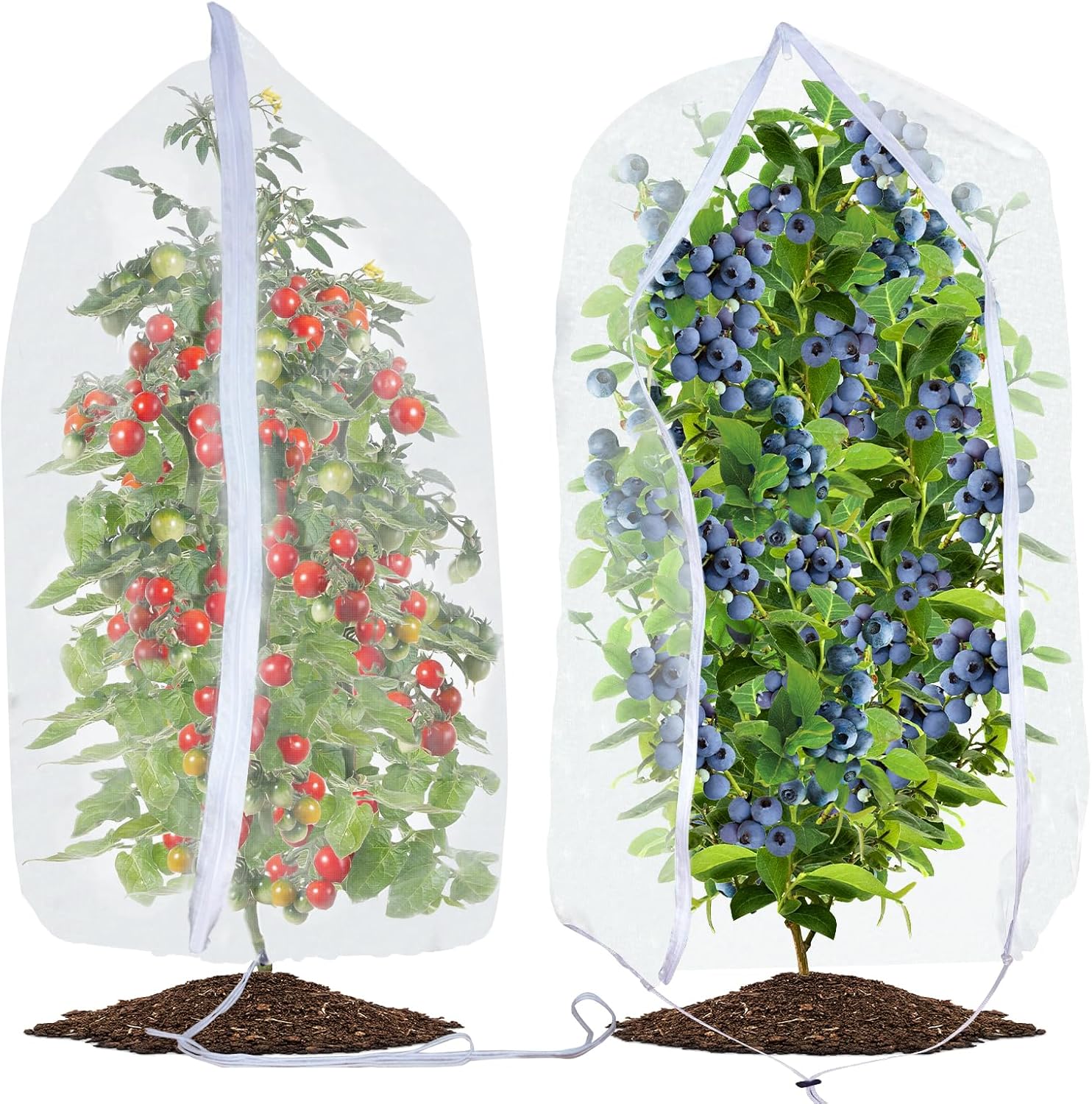 South to East Premium Plant Netting for Garden Protection, 2 Pack, Insect & Bird Protection | Garden Netting Barrier with Zipper & Drawstring, Perfect Protector for Blueberry, Tomato, 3.5 x 2.3 Ft