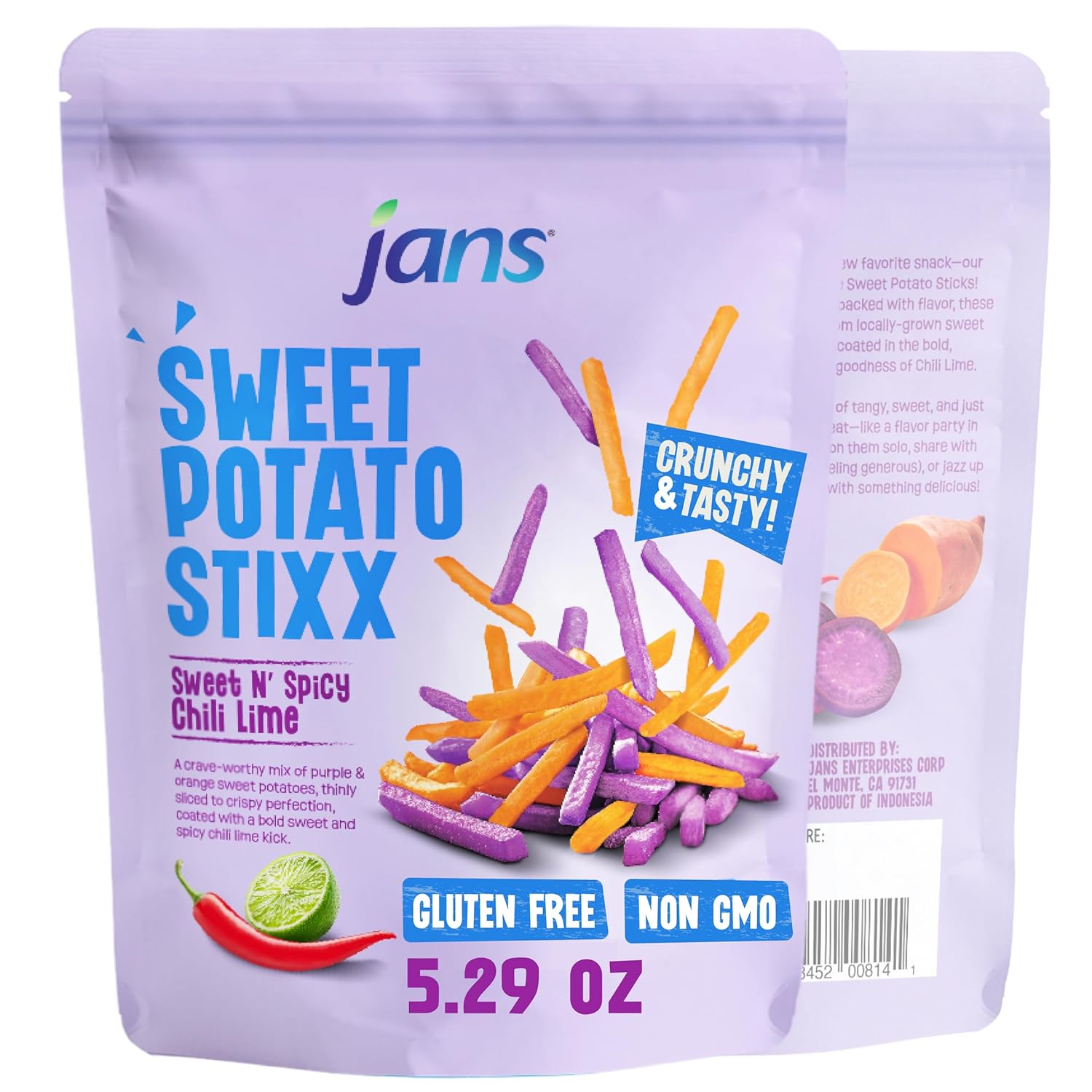 Jans Sweet Potato Stixx, Sweet N' Spicy Chili Lime Flavor, Gluten Free, Non-GMO, 5.29 oz (pack of 1)