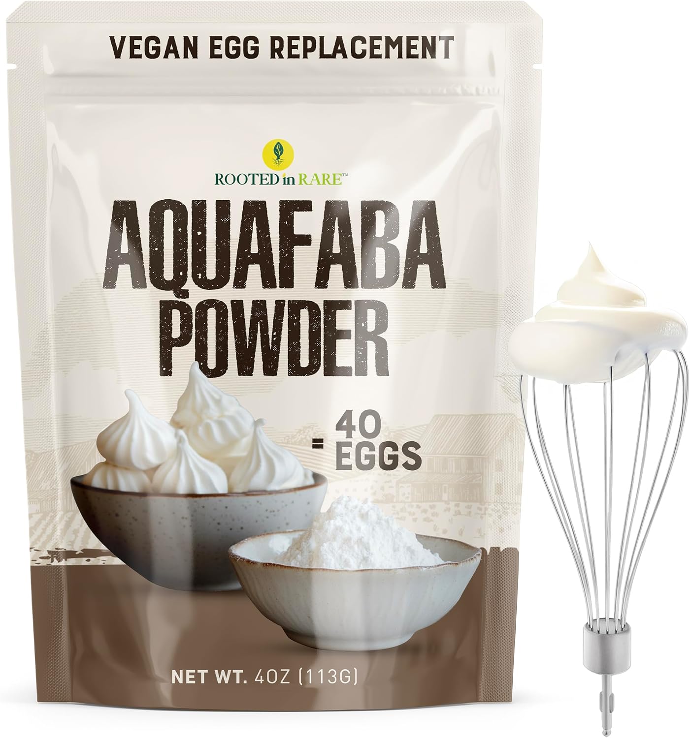 Aquafaba Powder (4oz) – Aquafaba For Cocktail Foamer and Meringues | Vegan Egg Replacer for Baking | 40 Egg Equivalent | Plant-Based, Gluten-Free, Vegan Meringue Powder | Shelf Stable Egg Substitute