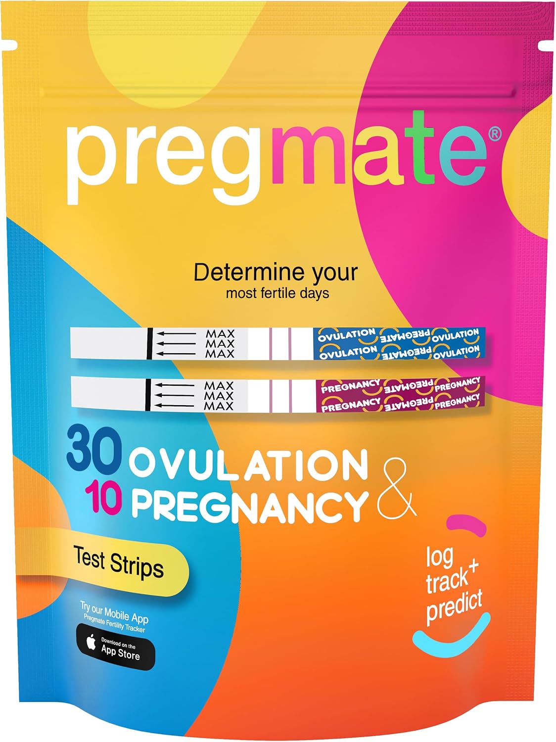 PREGMATE 30 Ovulation LH and 10 Pregnancy HCG Test Strips Predictor Kit Combo (30 LH + 10 HCG)