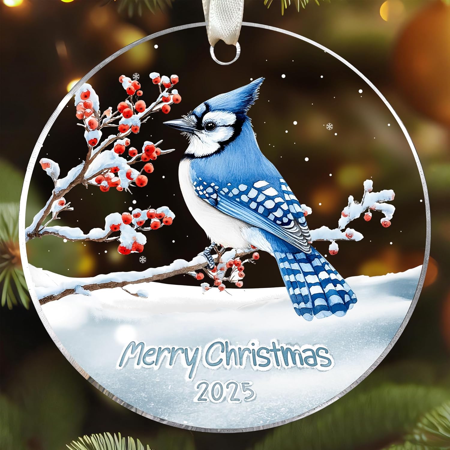 Blue Jay Ornament - Blue Jay Christmas Ornaments, Bluejay Ornaments for Christmas Tree - Cute Bluejay Gifts, Birds Themed Gifts - Acrylic Ornament 2025