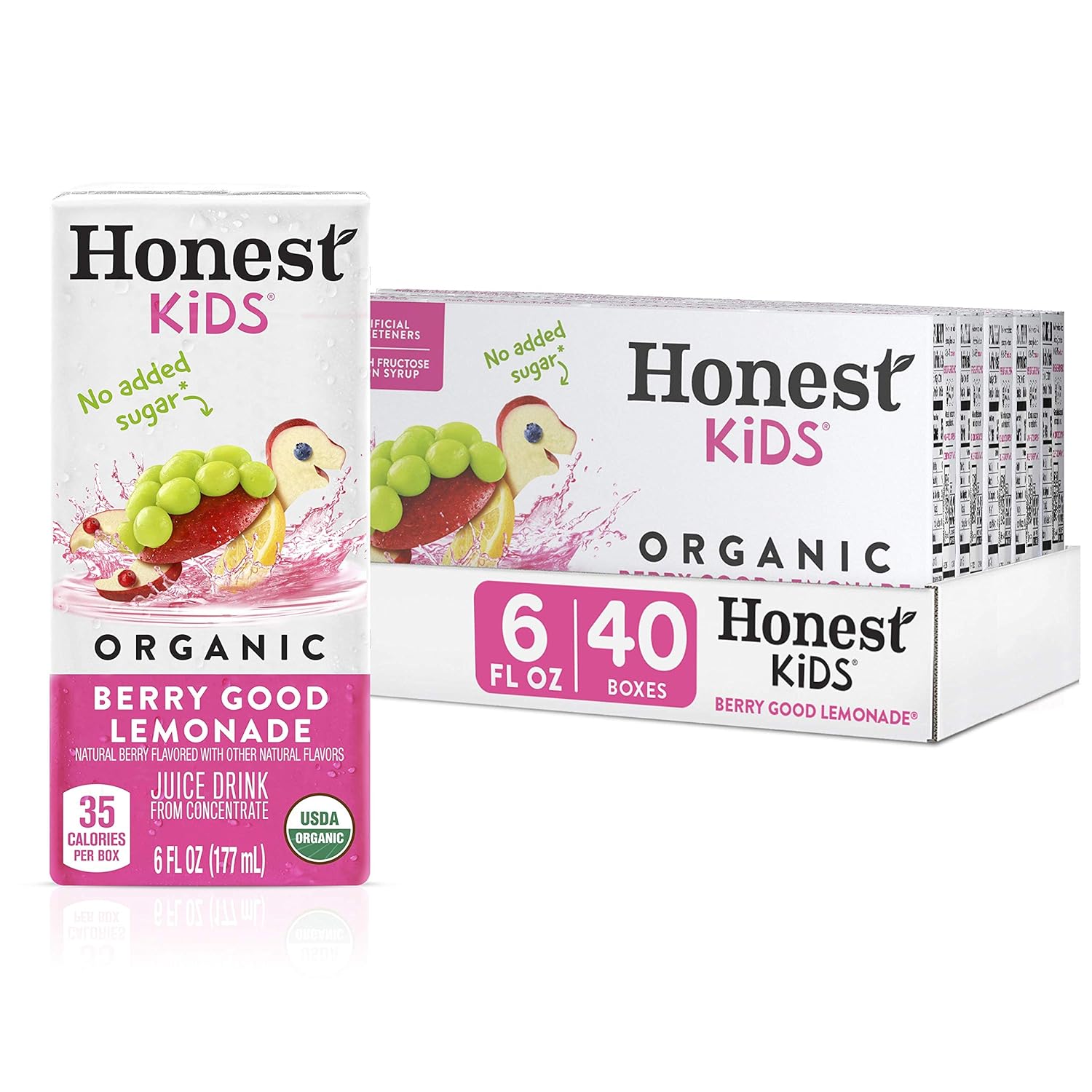 Honest Kids Berry Good Lemonade, Organic Juice Drink, Berry Lemonade, 6 Fl Oz (Pack of 40)