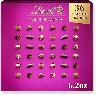 Lindt Mini Pralines, Assorted Chocolate Pralines with Premium Filling, Chocolate Candy for Christmas and Holidays, 36 Count, 6.2 oz Box