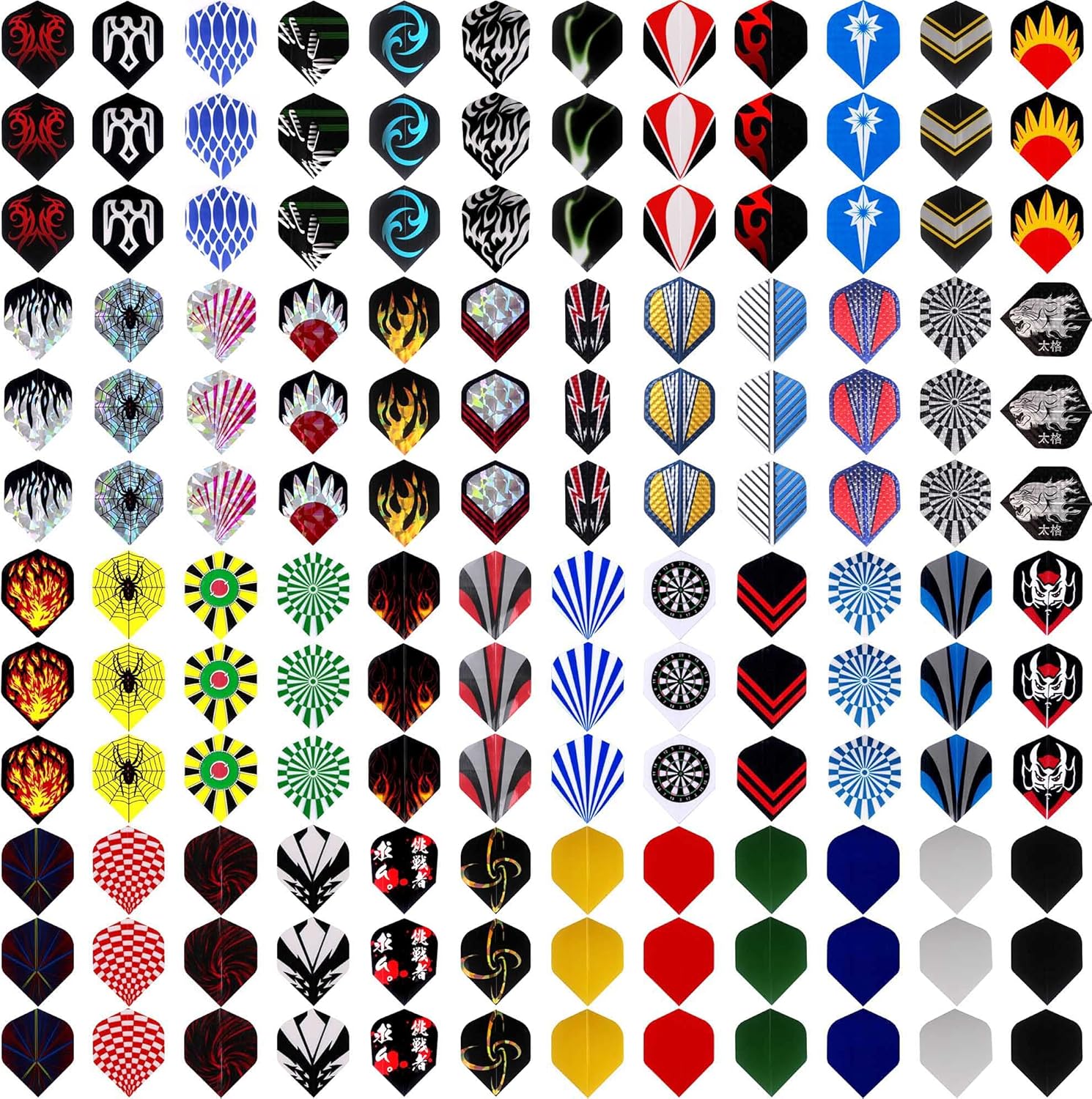 MaxMau Dart Flights,144 pcs Standard Shape Professional Flight Feather Replacement Tails Wing for Steel Tip and Soft Tip Darts