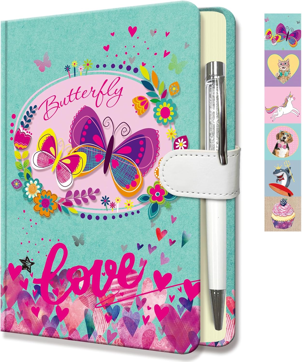 Butterfly Journal for Girls - Gift for Teen, Kids - Diary with Pen & Magnetic Closure, 192 Pages for Writing, 5.3"x7.5" Hardcover Lined Notebook