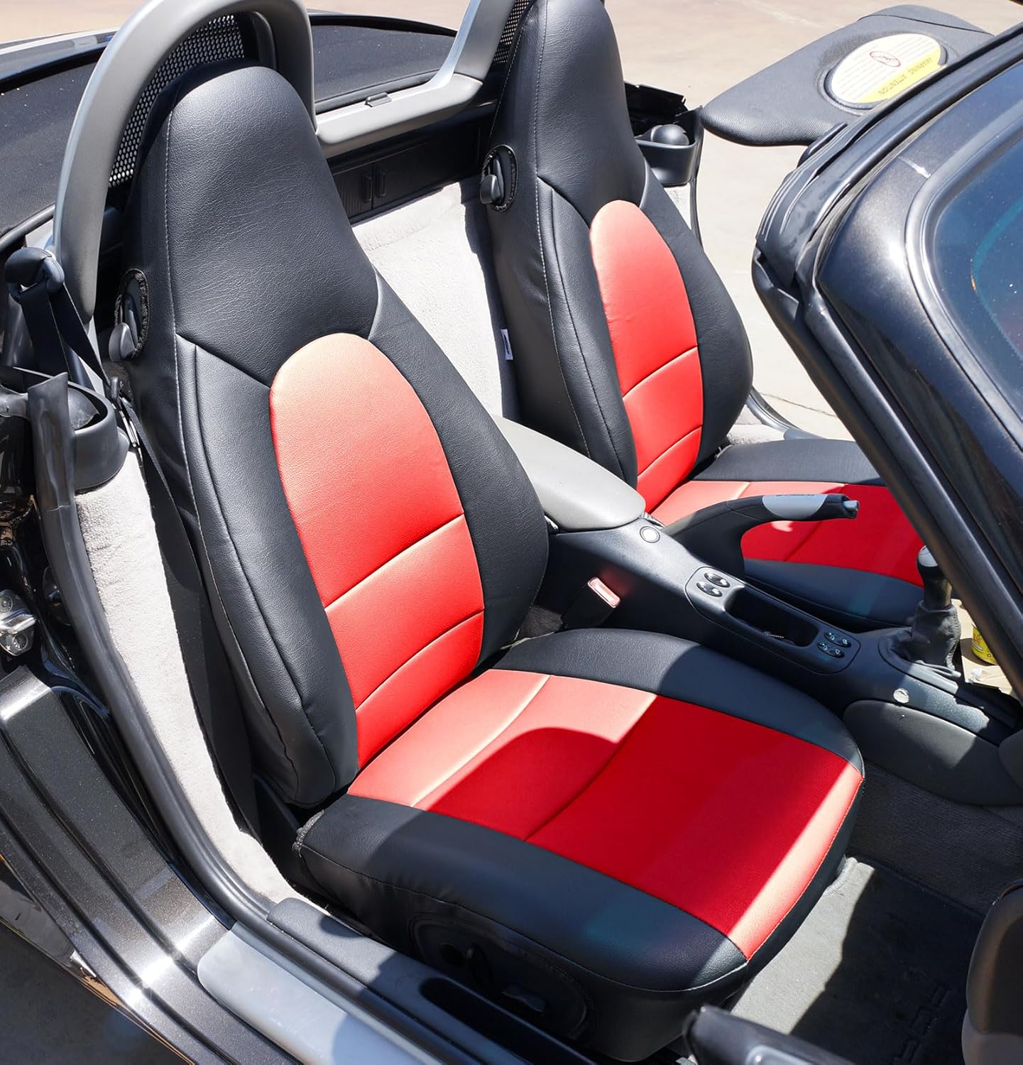 Iggee Black/RED Artificial Leather Custom Made Original fit Front seat Covers Designed for Porsche Boxster 1997-2004