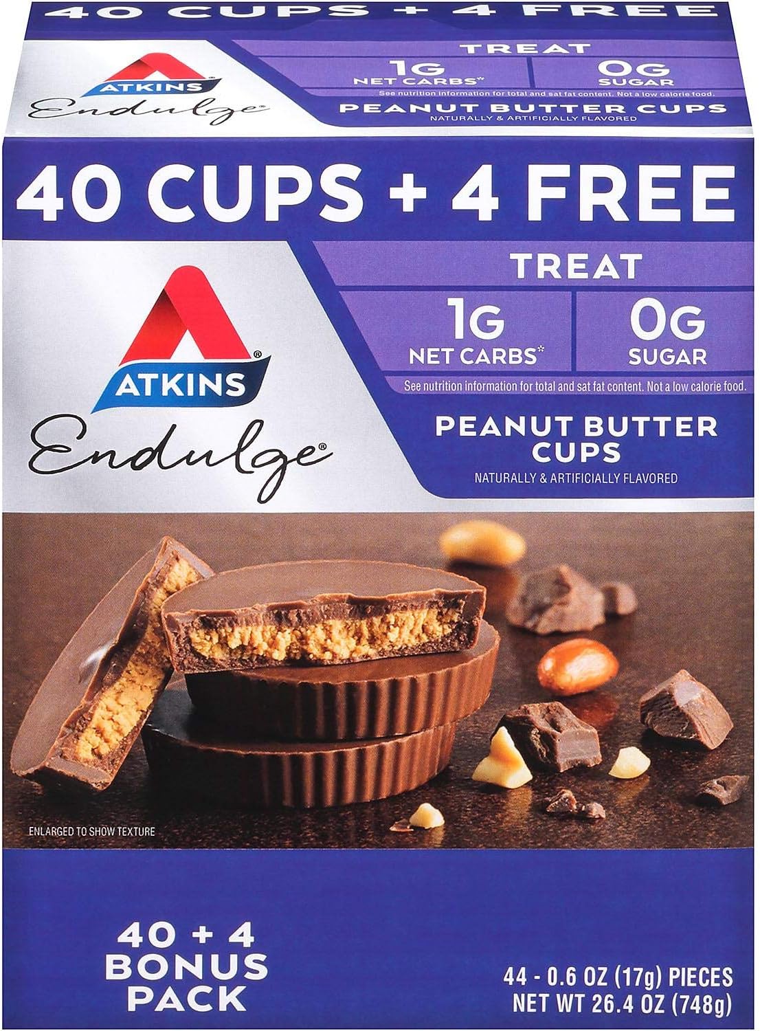Atkins Endulge Peanut Butter Cups Pack, 26.4 Ounce (Pack of 44)