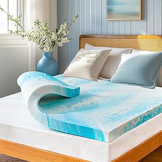 Marsail 3-inch Queen Memory Foam Mattress Topper, Gel Infused Cooling Mattress Topper, Soft Mattress Topper for Sleeper Sofa, RV, Camper, CertiPUR-US Certified