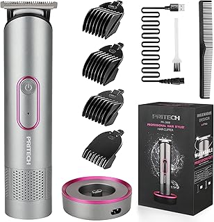 PRITECH Hair Trimmer for Women, Waterproof Bikini Trimmer for Women for Wet & Dry Use, Rechargeable Pubic Hair Trimmer Women, Women Electric Razor&Shaver with Standing Recharge Dock, Aurora Gray