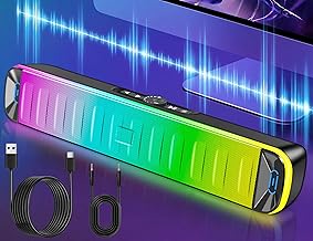 KingSom Bluetooth 5.3 Computer Speaker,PC Sound Bar for Desktop Monitor with RGB Lights,Wireless Computer Sound Bar with Stereo Sound,Bluetooth & 3.5mm Aux-in & TF Card & U Disk PC Speakers Soundbar