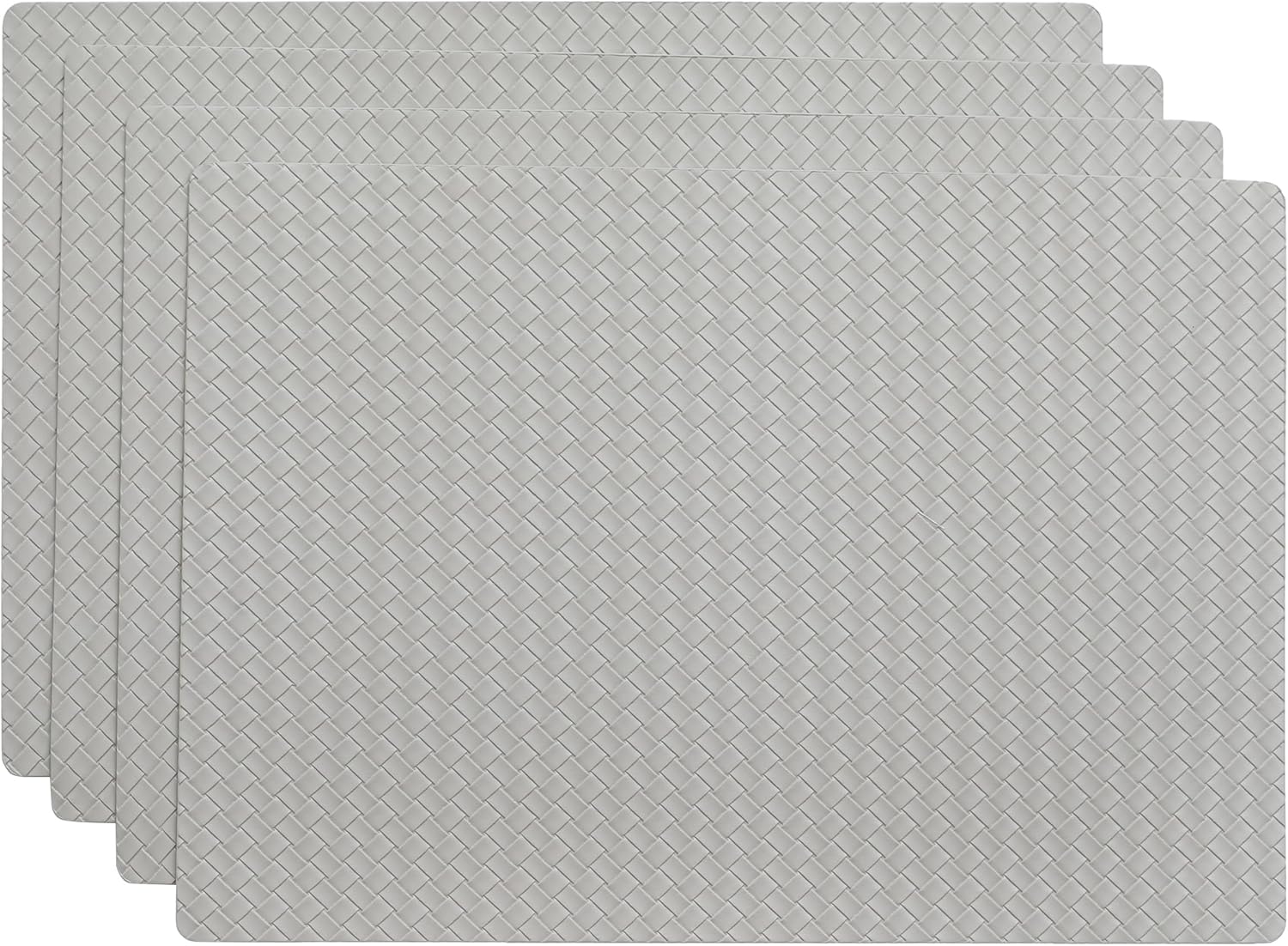 Placemats Set of 4 Heat Resistant Waterproof Oilproof Wipeable Anti Slip Faux Leather Vinyl Table Mats for Kitchen Dining Party Outdoor (Grey Checkered, Set of 4)