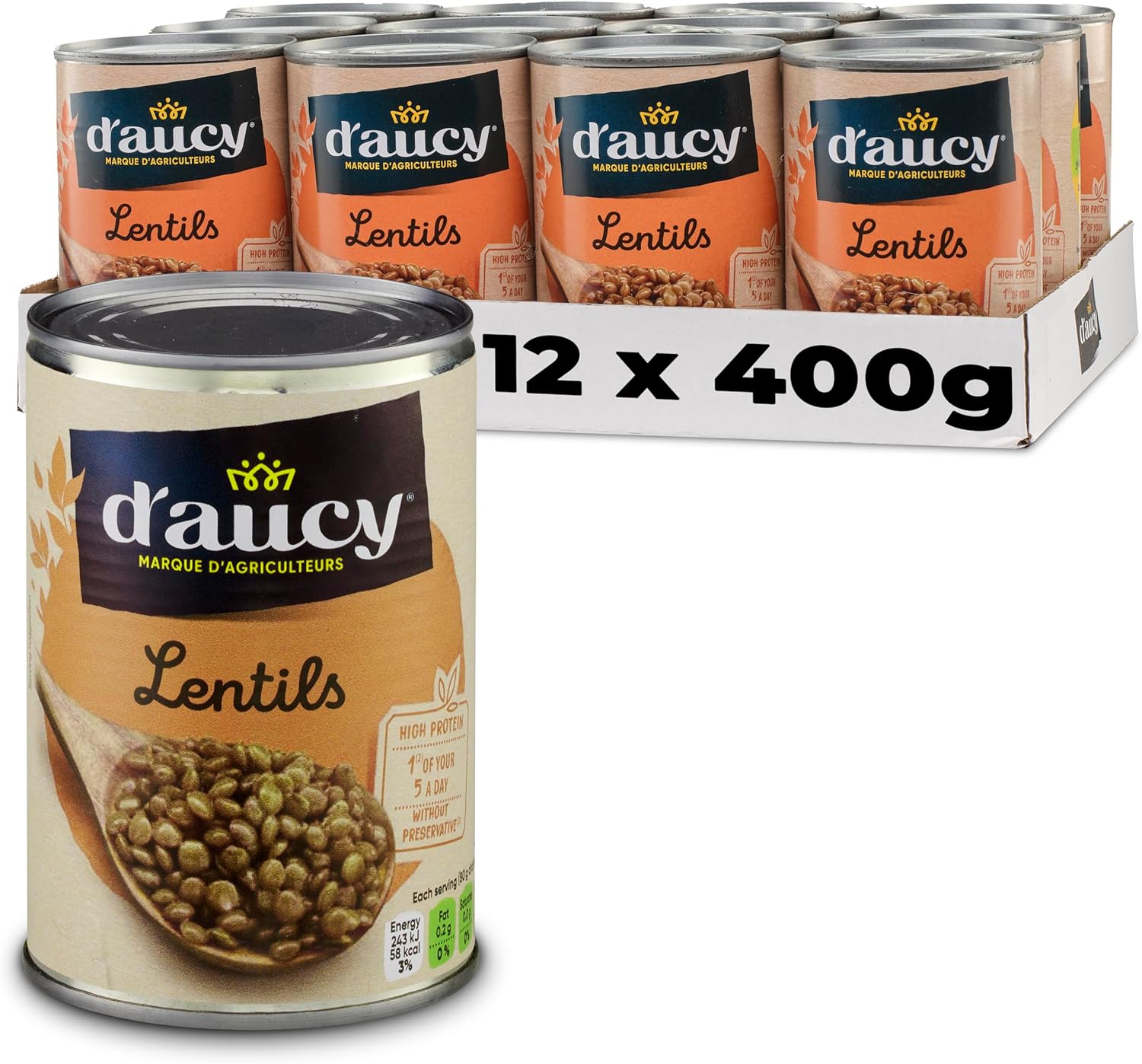 D'aucy Lentils 400 g (Pack of 12)