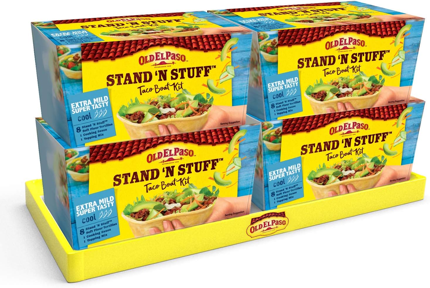 Old El Paso Stand 'N' Stuff Extra Mild Super Tasty Soft Taco Kit 329g (Pack of 4)