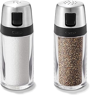 OXO Salt and Pepper Shaker Set, Clear, Stainless Steel