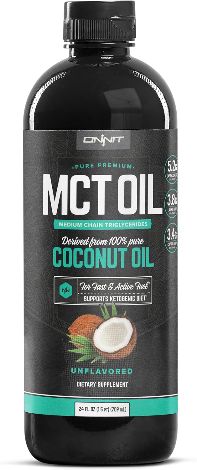 ONNIT MCT Oil - Pure MCT Coconut Oil Optimized with C8, C10, Lauric Acid - Perfect for Coffee, Shakes, and Cooking
