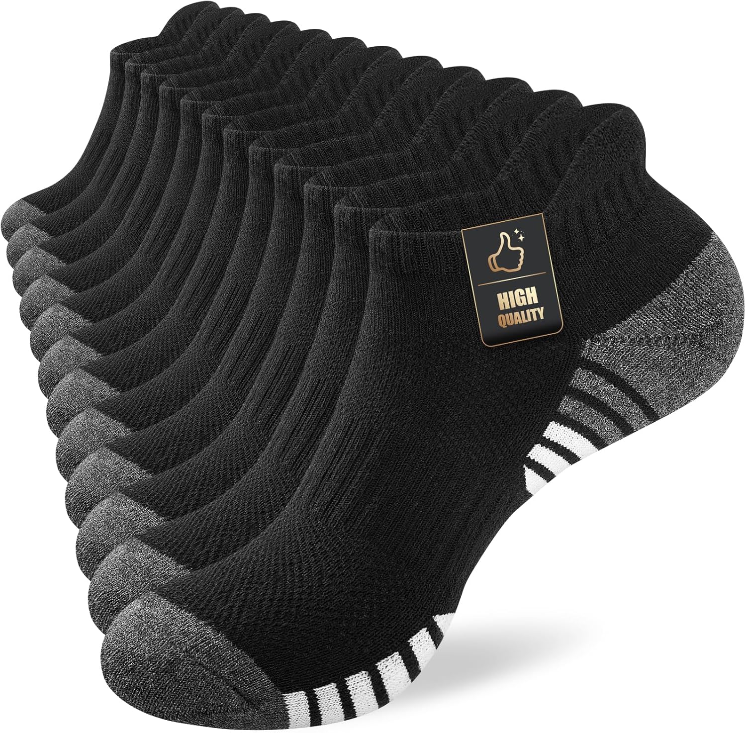 SockWaddles Running Socks Cushioned Ankle Trainer Socks for Men Women Cotton Low Cut Breathable Athletic Sports Socks (6 Pairs)