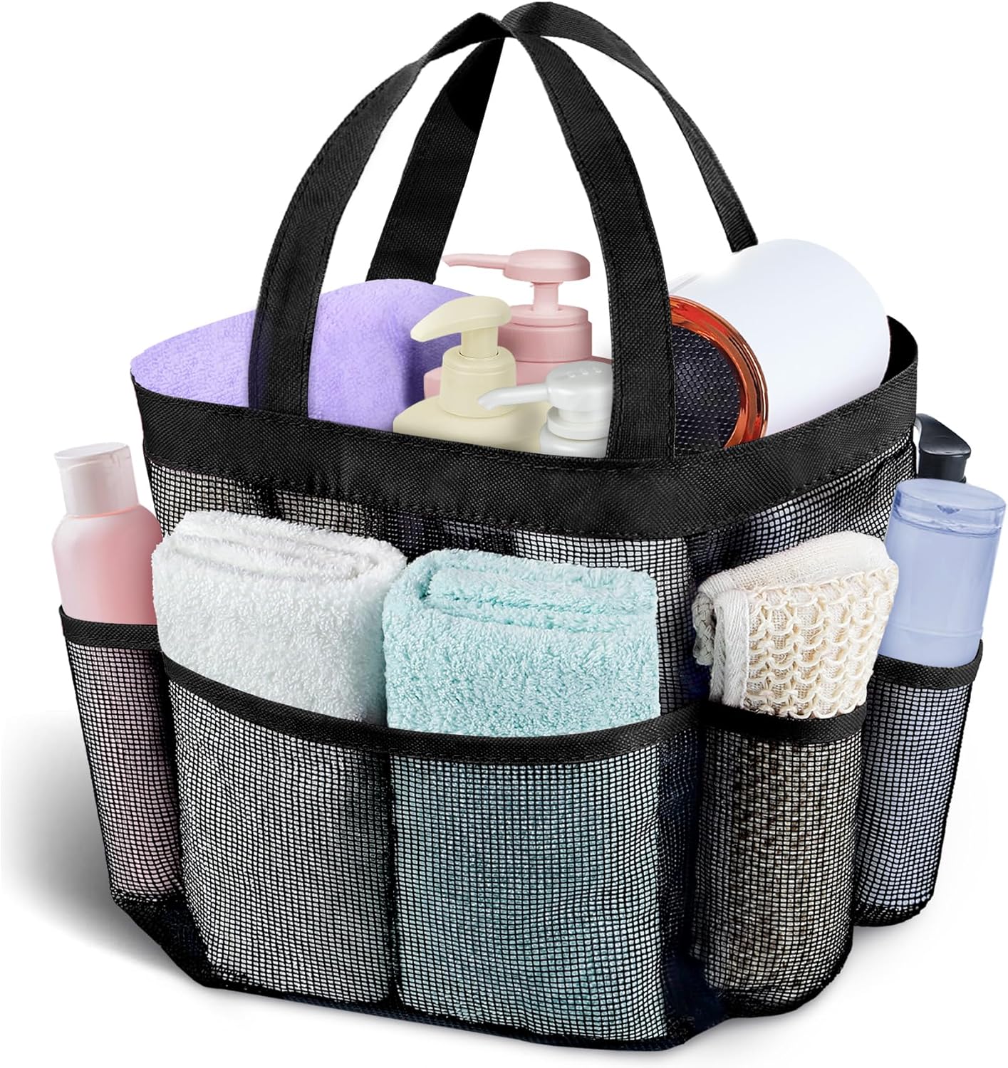 Attmu Mesh Shower Caddy Portable, Quick Dry Hanging Shower Tote Bag for College Dorm Room Essentials, Large Capacity Shower Caddy Dorm for Bathroom Gym Swimming