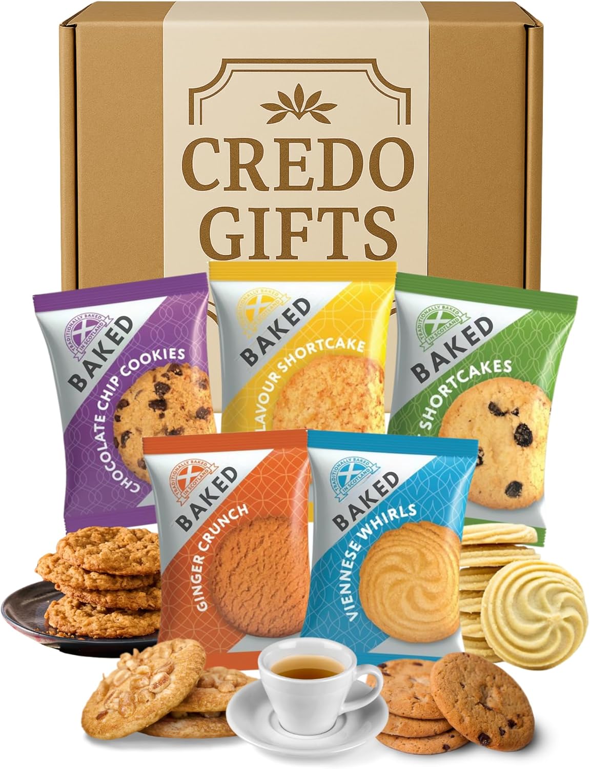 Luxury Biscuit Hamper Gift Set – Individually Wrapped Selection with Choc Chip, Ginger Crunch, Viennese Whirl, Lemon, Shortcake – Posh Treats,Gifts, Hampers Biscuits for Men, Women, Friends, Family