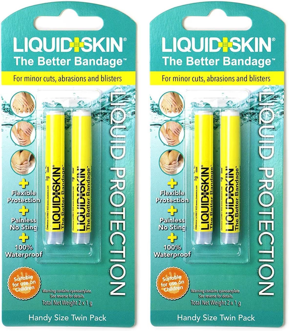 Liquid Skin Liquid Plaster - Pack of 4 Pipettes - Waterproof Liquid Bandage for Small Cuts, Wounds, Cracked Skin - Promotes Faster Natural Healing - No Sting, Non-Burning, Safe for Kids Formula