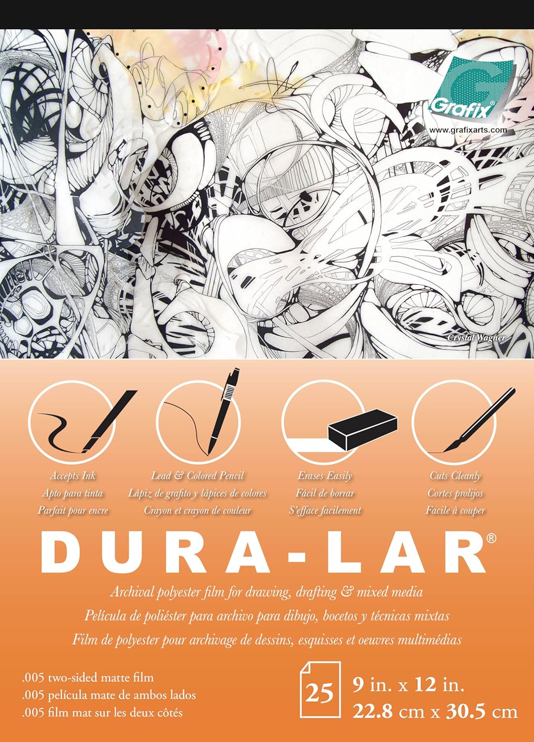 Grafix Matte 0.005 Dura-Lar Film, 9 12-Inch, 25 S