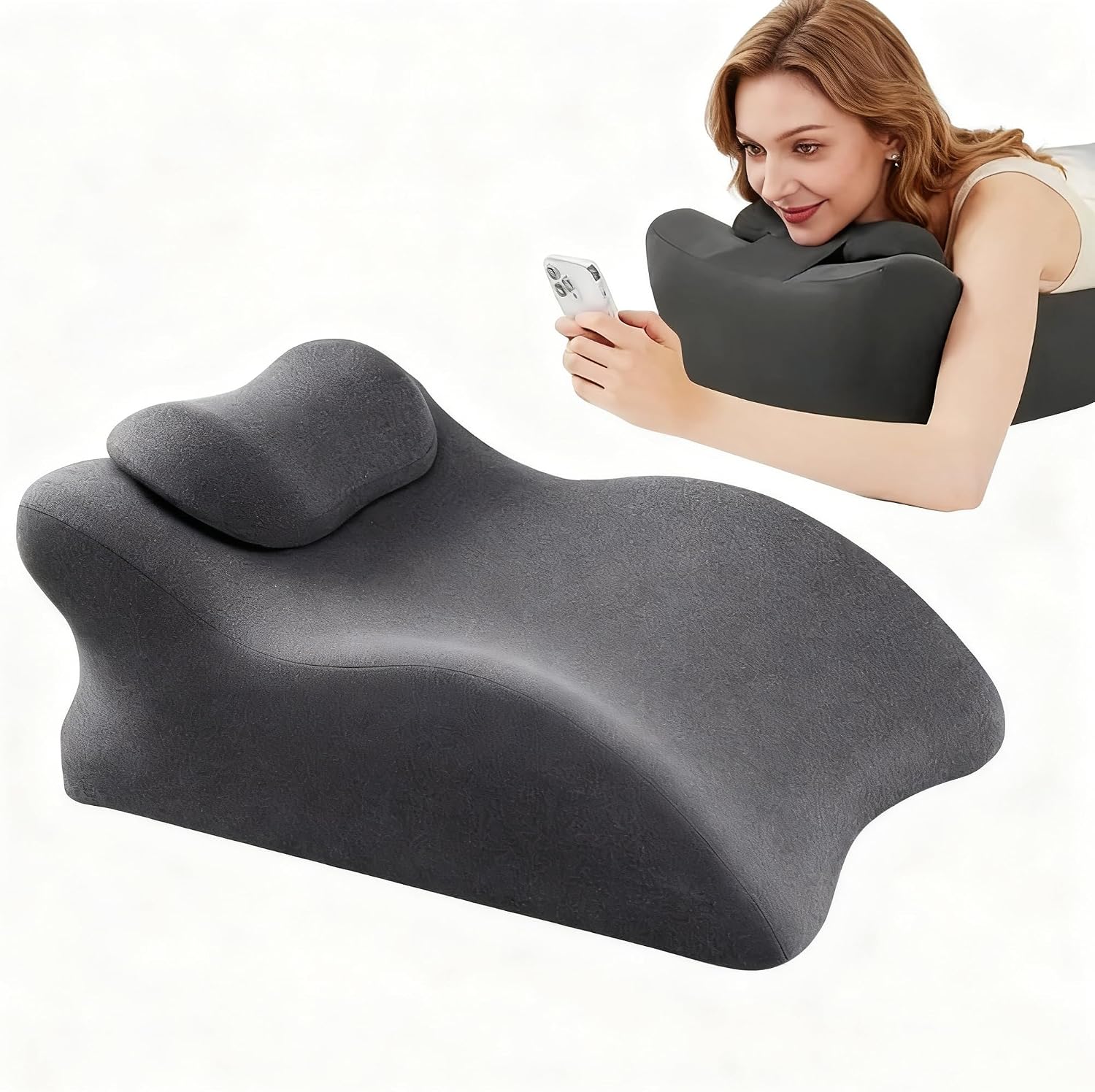 Versatile Pillow Ergonomic Wedge Cushion Memory Foam Pillow, Dark Gray