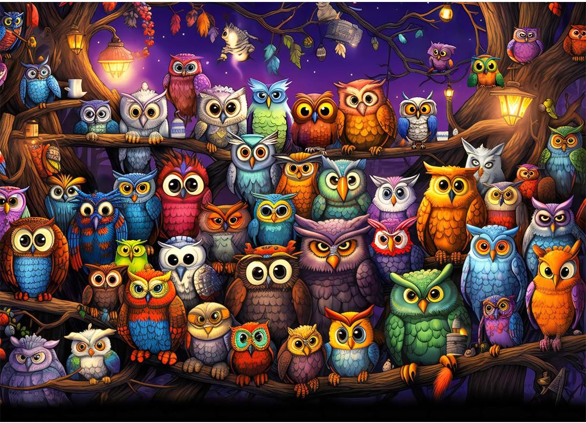 HUADADA Jigsaw Puzzles for Adults 1000, Puzzles for Adults, Challenging Puzzles, Puzzle Game for The Whole for Women, Gifts for Men, Theme:Owl Family