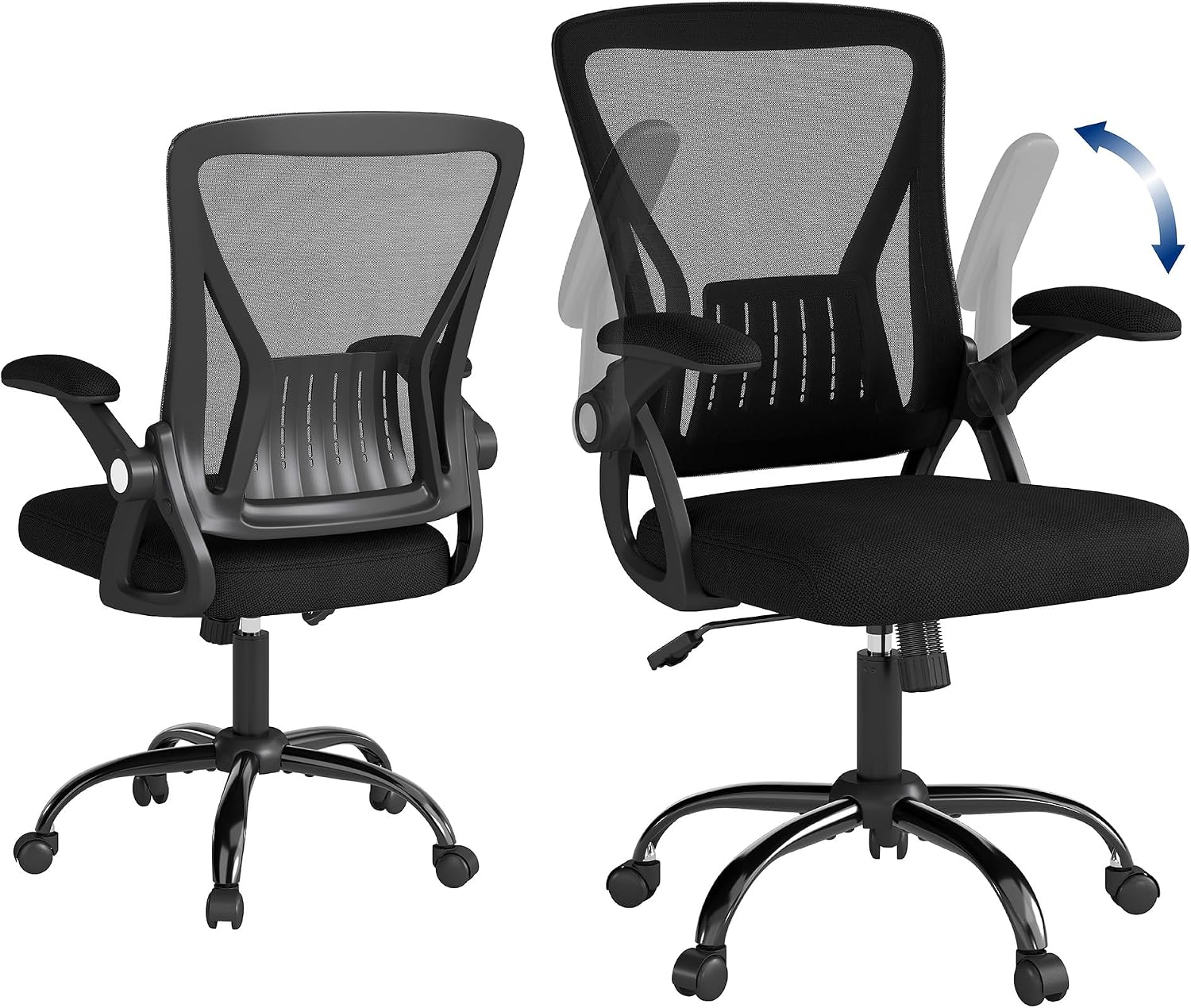 Flysky Ergonomic Mesh Office Chair, Adjustable Armrests, Black