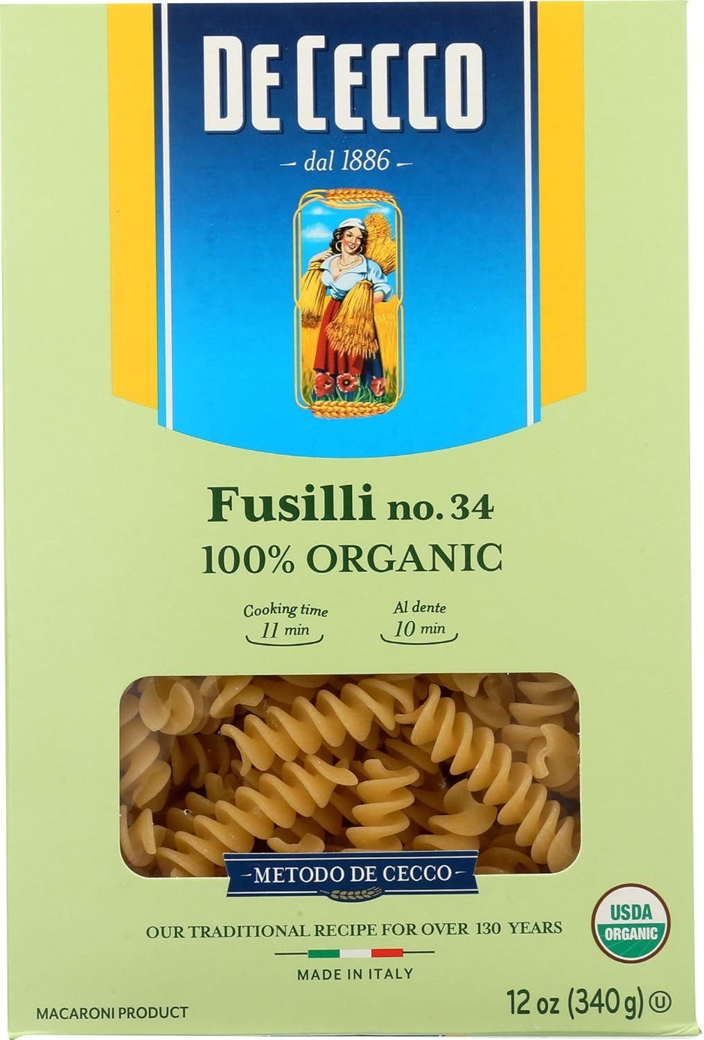 De Cecco Organic Fusilli Pasta, 12 Ounces (Pack Of 12)