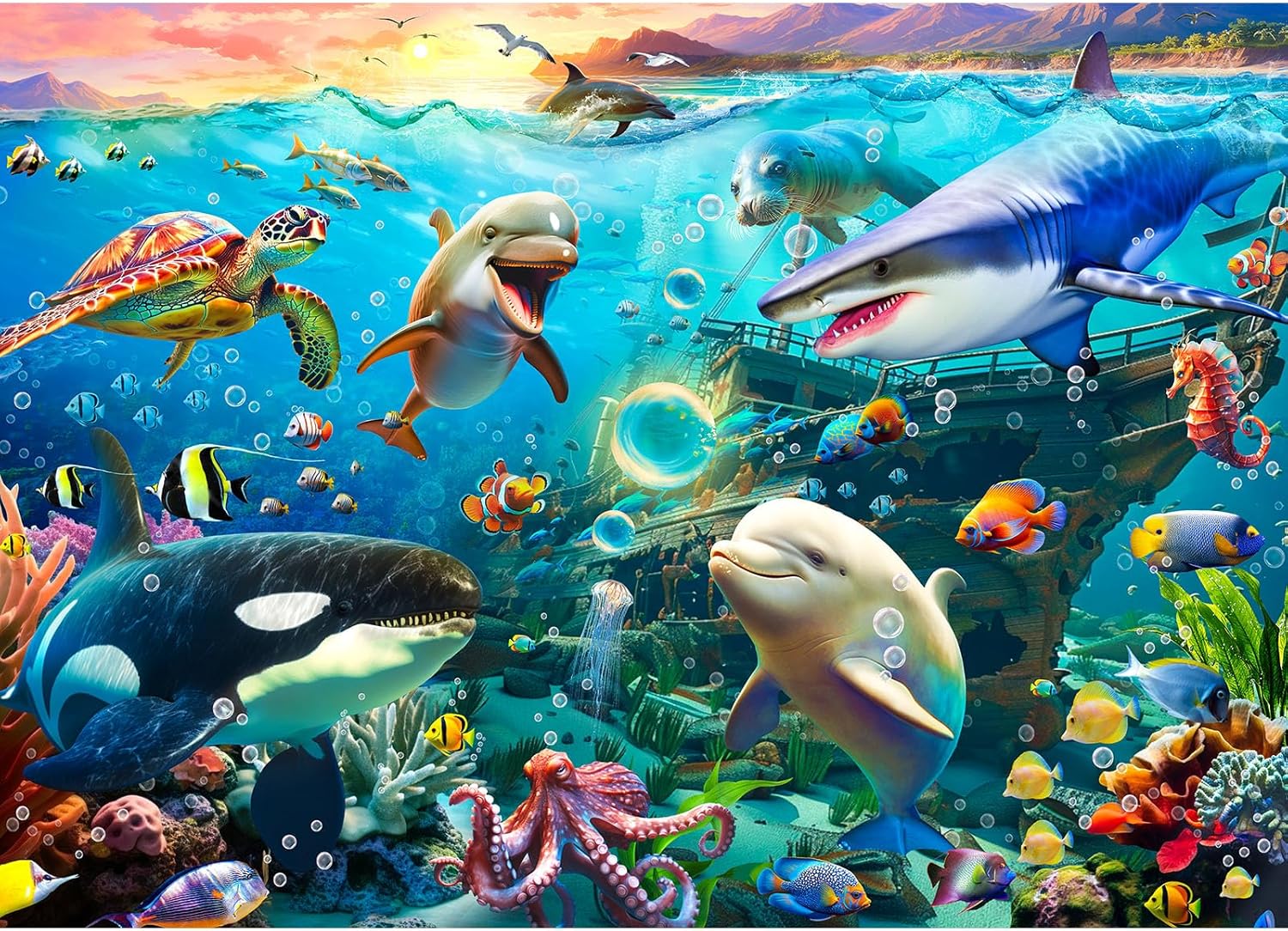 Jigsaw Puzzles for Adults 1000, Impossible Puzzle for Adults Educational Games.Challenging Puzzles, Puzzle Game for The Whole for Women, Gifts for Men, Theme:Undersea Animals