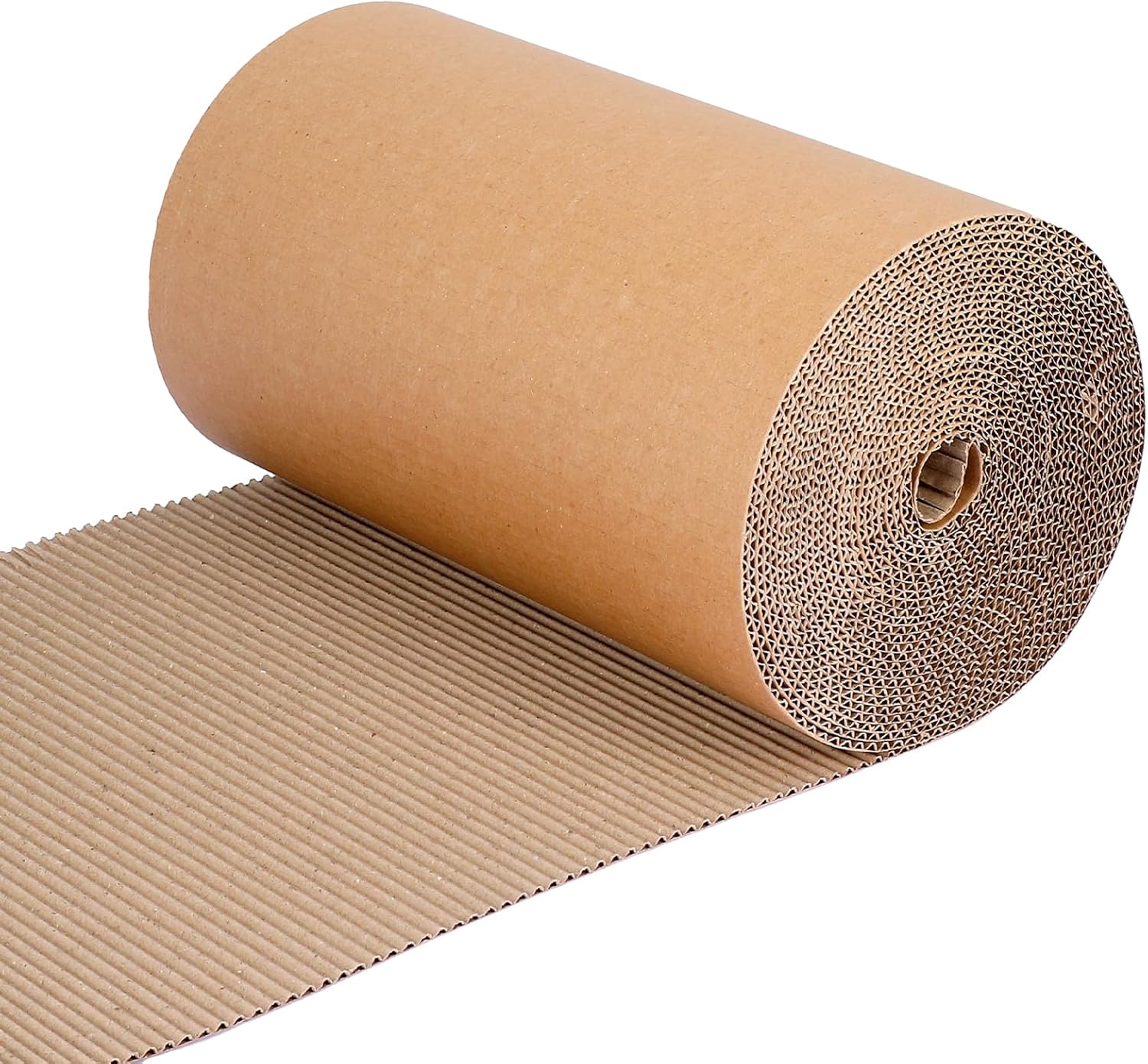 Corrugated Cardboard Roll, 12 x 394 Inch Corrugated Paper, B Flute Shipping Corrugated Roll Paper Wrap, Single Face Large Cardboard Sheets, Thick Cardboard Roll for Crafts, Shipping, Gift Packaging