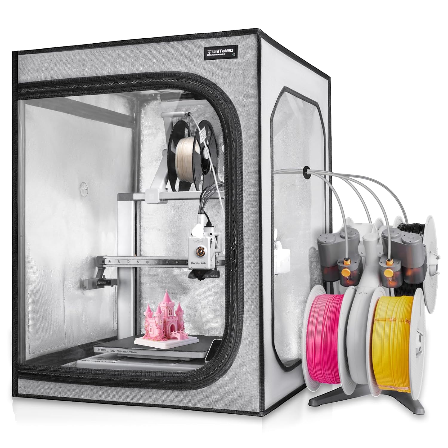 3D Printer Enclosure for Bambu Lab A1/A1 Mini-Large Fireproof&Dustproof 3D Printer Cover with Constant Temperature Control, Noise Reduction and LED Light for Home/Office DIY 3D Printing,520x600x700mm