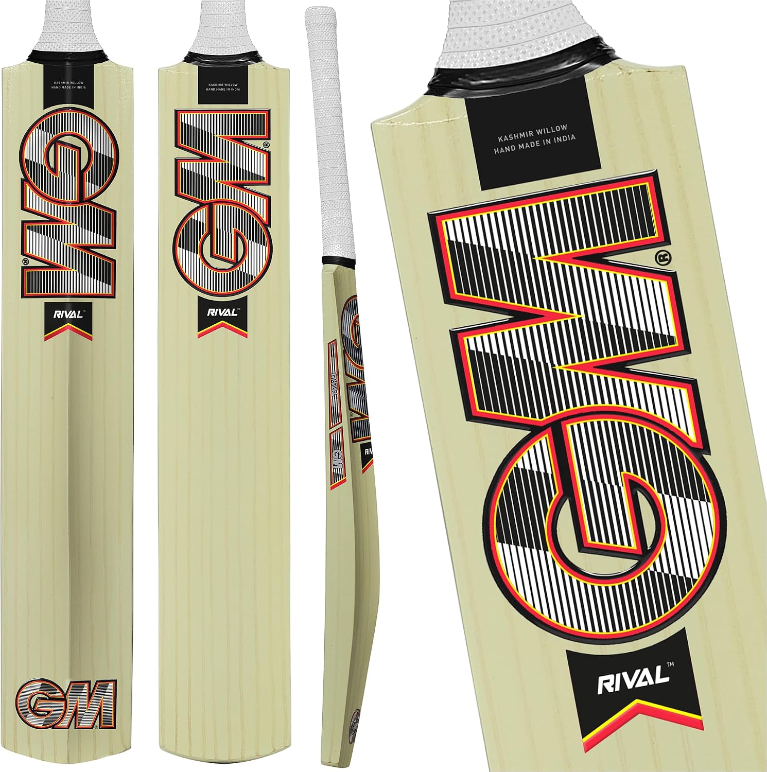 Gunn & Moore GM Cricket Bat - Kashmir Willow - HEX Grip - Available in Various Grades & Sizes for Children to Full Size